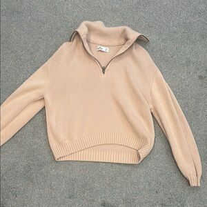 Beige Half-Zip Sweater
